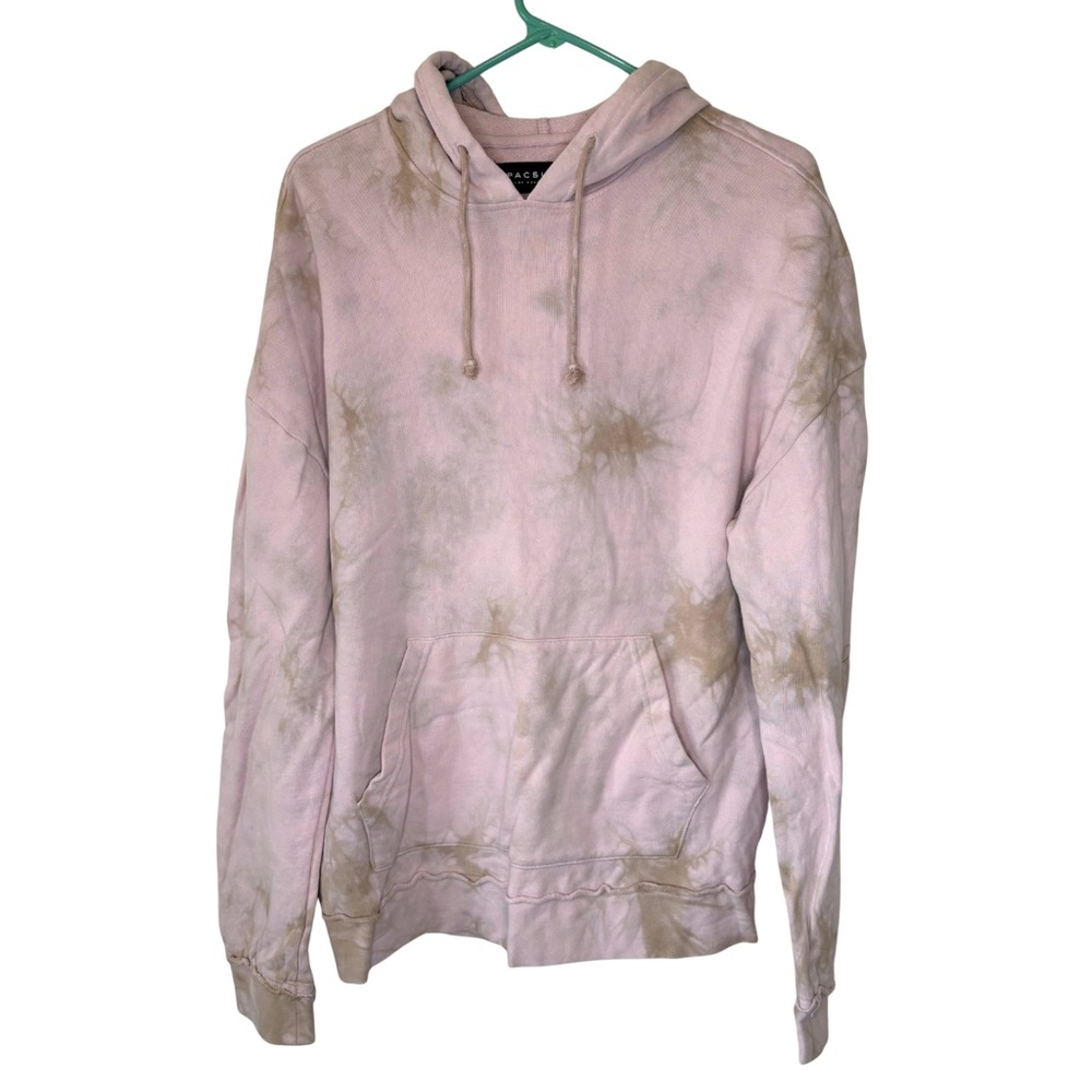 3/$20 PacSun Pink and Tan Tie-Dye Oversized Hoodie